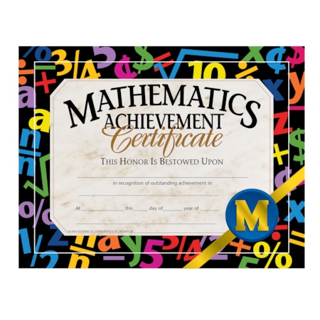 Hayes Mathematics Achievment Certificates, PK5 VA581-5